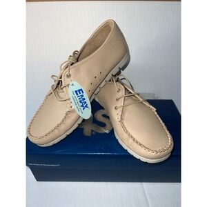 NEW SAS Breezy Latte Beige Leather Lace Up Moccasins 8.5W 2800-455 Made in USA